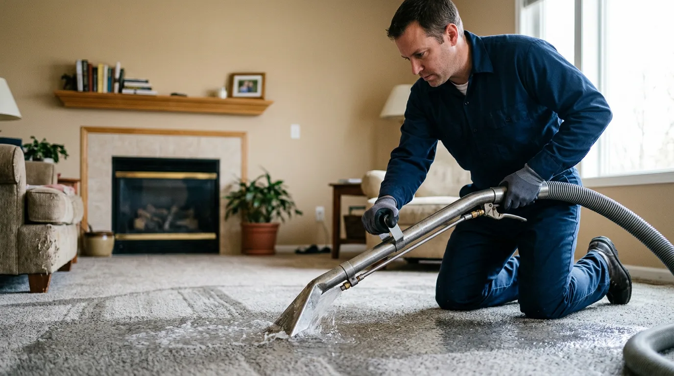 Water damage restoration technician working near Lahmansville, WV